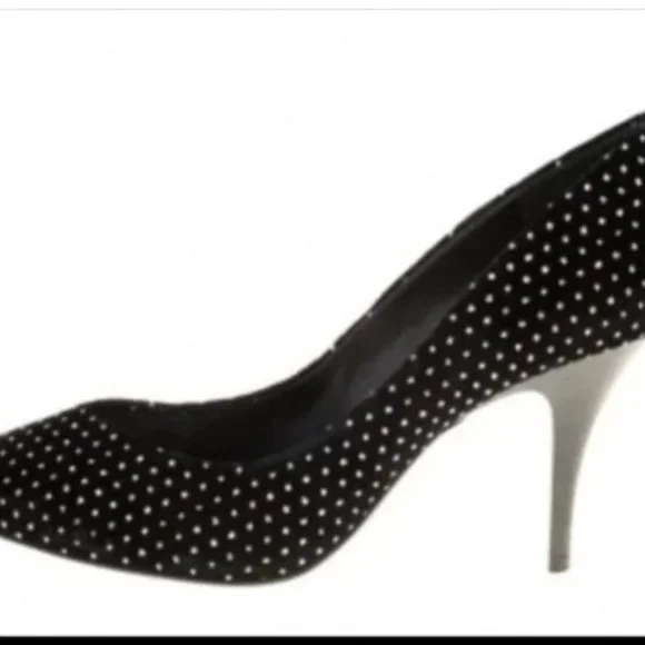 Rare glitter embossed star like dots velvet pumps - Picture 2 of 6